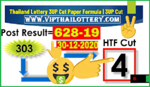 Thai Lottery 3UP Cut Paper Formula Sure Digit 30-12-2020