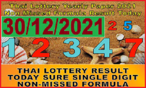 Thai Lottery Non Miss Game 100% Single Digit 30-12-2021
