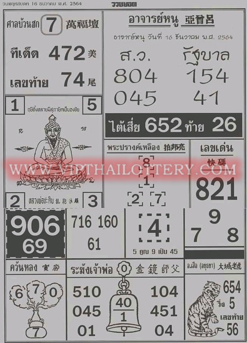 Thailand lottery 1st paper 16-12-2021 4pc first paper -75
