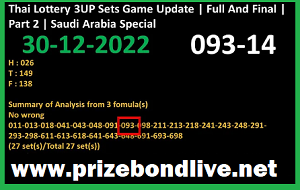 Thai Lottery 3UP Saudi Arabia Special Game Update 30-12-2022