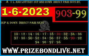 Thailand Lottery 3up and Down Direct Pair Set 01/06/2023