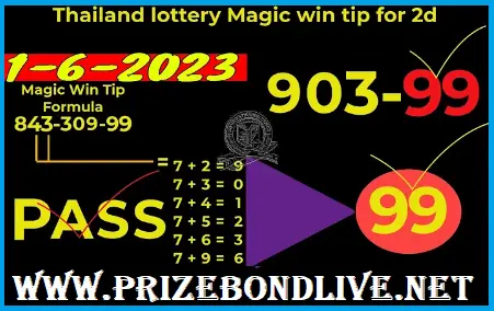 Thailand Lottery Magic Win 2D Formula Tips 01-06-2023