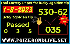 Thailand Lottery Lucky Number 100% Golden Paper 1st August 23