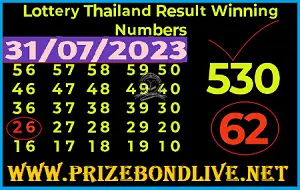 Thailand Lottery Winning Numbers Direct Set Pair 31-07-2023